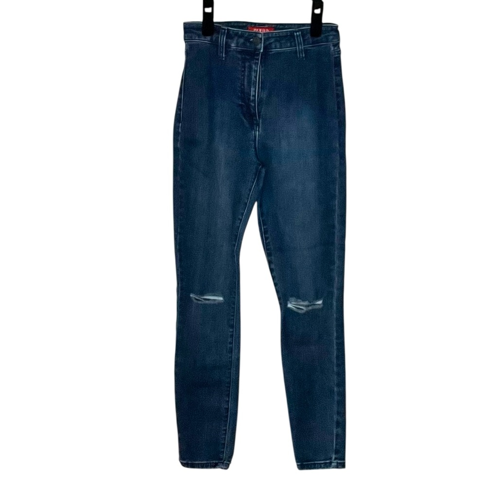Guess Women's High Rise Ripped Skinny Jeans Size 26 Dark Wash